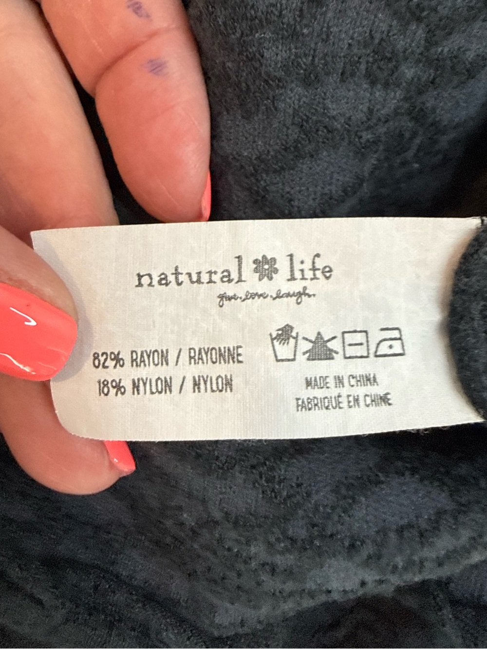 Natural Life | Textured Long Sleeve Top | Black |  Size Large - Picture 4 of 7